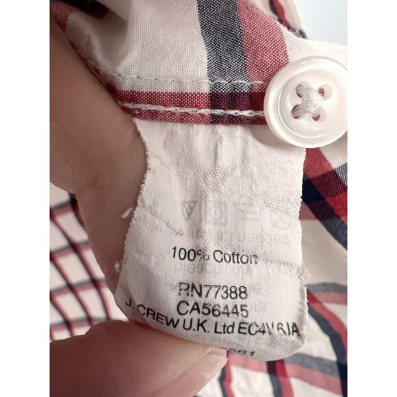 J Crew Blue Red Window Pane Plaid Button Down Shirt XLT 100% Cotton - Picture 4 of 4